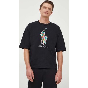 Czarny t-shirt POLO RALPH LAUREN z nadrukiem z bawełny w młodzieżowym stylu