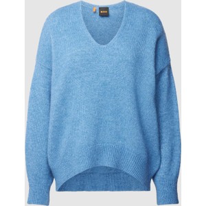 Niebieski sweter Hugo Boss z alpaki
