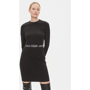 Czarna sukienka Calvin Klein z okrągłym dekoltem