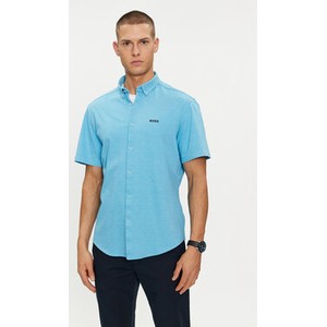 Niebieska koszula Hugo Boss w stylu casual z krótkim rękawem
