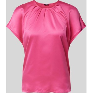 Różowa bluzka Joop! w stylu casual z okrągłym dekoltem z krótkim rękawem
