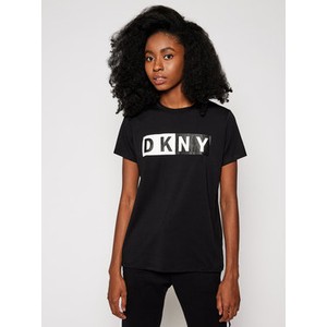 Czarny t-shirt Dkny Sport z okrągłym dekoltem z krótkim rękawem