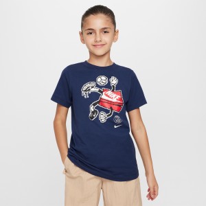 Granatowa koszulka dziecięca Nike dla chłopców z bawełny
