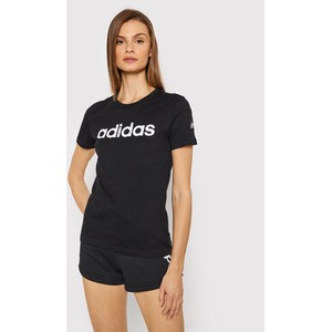 Czarny t-shirt Adidas z krótkim rękawem z okrągłym dekoltem