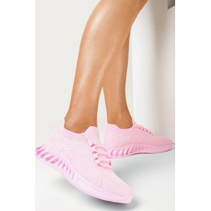 Różowe buty sportowe born2be z płaską podeszwą
