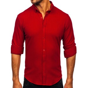 Czerwona koszula Denley z długim rękawem w stylu casual
