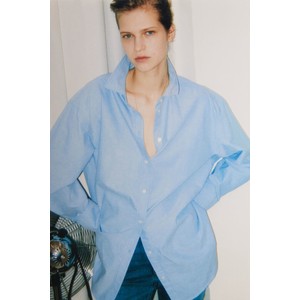 Niebieska koszula H & M w stylu casual z bawełny z długim rękawem