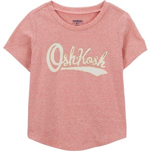 Różowa bluzka dziecięca OshKosh z bawełny z krótkim rękawem