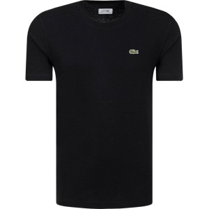 Czarny t-shirt Lacoste z bawełny w stylu casual z krótkim rękawem