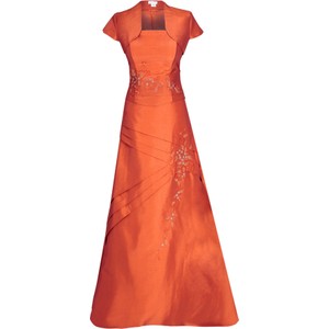 Pomarańczowa sukienka Fokus rozkloszowana maxi