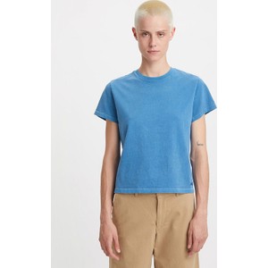 Niebieski t-shirt Levis z okrągłym dekoltem z bawełny