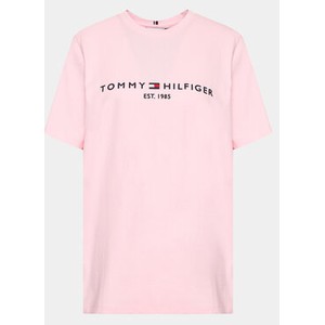 Różowy t-shirt Tommy Hilfiger w młodzieżowym stylu z krótkim rękawem
