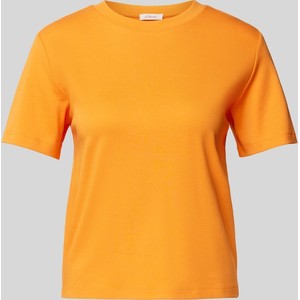 Pomarańczowy t-shirt S.Oliver z krótkim rękawem w stylu casual
