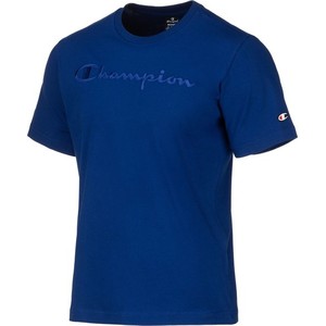 Niebieski t-shirt Champion z bawełny w sportowym stylu z krótkim rękawem