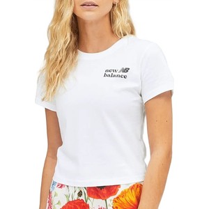 T-shirt New Balance w sportowym stylu z okrągłym dekoltem z bawełny