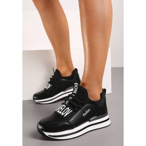 Czarne buty sportowe Renee w sportowym stylu sznurowane na platformie