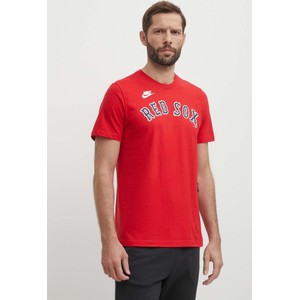 Czerwony t-shirt Nike z krótkim rękawem z nadrukiem