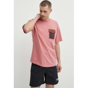 Różowy t-shirt Columbia z bawełny w sportowym stylu z krótkim rękawem