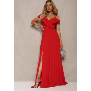 Czerwona sukienka Renee hiszpanka z krótkim rękawem