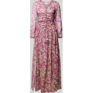Różowa sukienka Adlysh w stylu boho maxi z długim rękawem