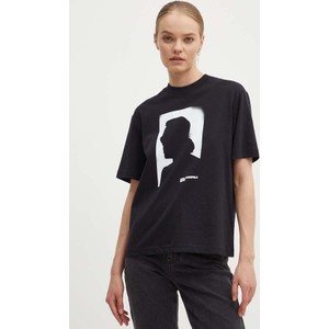 Czarna bluzka Karl Lagerfeld w młodzieżowym stylu z okrągłym dekoltem z bawełny