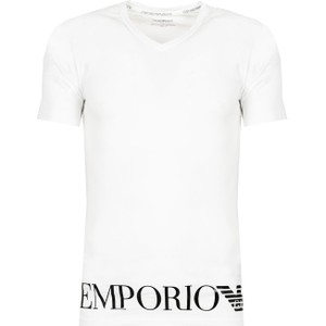 T-shirt Emporio Armani z krótkim rękawem z nadrukiem z tkaniny