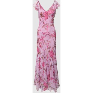 Różowa sukienka Lace & Beads w stylu boho maxi z dekoltem w kształcie litery v