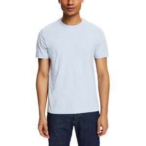Niebieski t-shirt Esprit z bawełny z krótkim rękawem w stylu casual