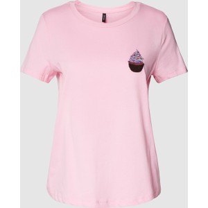Różowy t-shirt Vero Moda z bawełny z krótkim rękawem
