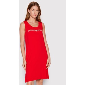 Czerwona sukienka Emporio Armani w stylu casual bez rękawów z okrągłym dekoltem