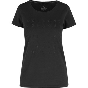 Czarny t-shirt Volcano z krótkim rękawem z okrągłym dekoltem
