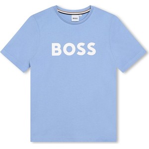Niebieska koszulka dziecięca Hugo Boss z bawełny dla chłopców