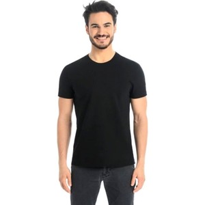 Czarny t-shirt Teyli z bawełny w stylu casual z krótkim rękawem