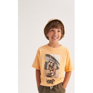 Pomarańczowa koszulka dziecięca Reserved z bawełny dla chłopców