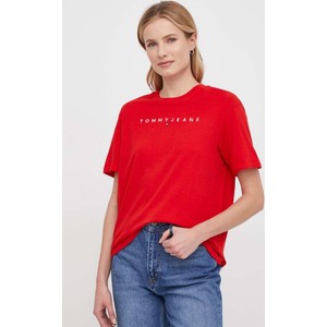 Czerwona bluzka Tommy Jeans z bawełny