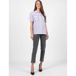 Fioletowa koszula ubierzsie.com z jedwabiu w stylu klasycznym z kołnierzykiem
