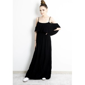 Czarna sukienka Olika maxi z długim rękawem