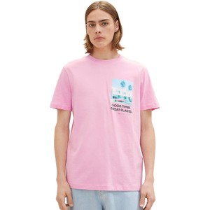 Różowy t-shirt Tom Tailor z bawełny