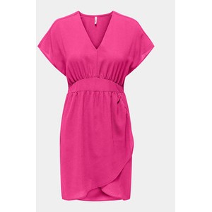Różowa sukienka Only mini z dekoltem w kształcie litery v