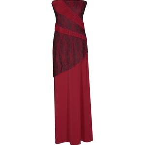 Czerwona sukienka Fokus rozkloszowana w stylu glamour bez rękawów