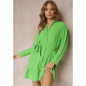 Zielona sukienka Renee z kołnierzykiem z tkaniny