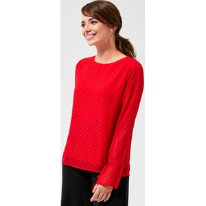 Czerwona bluzka Moodo z okrągłym dekoltem w stylu casual