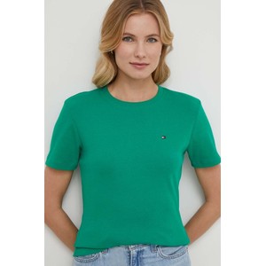 Zielony t-shirt Tommy Hilfiger z okrągłym dekoltem