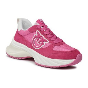 Różowe buty sportowe Pinko sznurowane z płaską podeszwą
