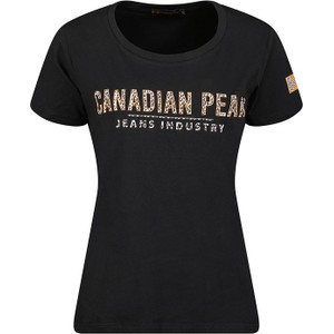 Czarna bluzka Canadian Peak z krótkim rękawem w młodzieżowym stylu