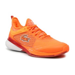 Pomarańczowe buty sportowe Lacoste sznurowane w sportowym stylu