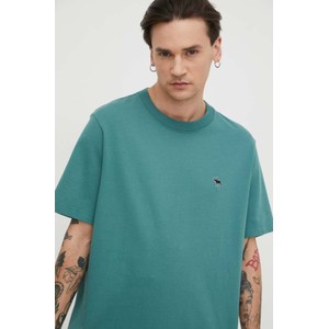 Zielony t-shirt Abercrombie & Fitch w stylu casual z krótkim rękawem z bawełny