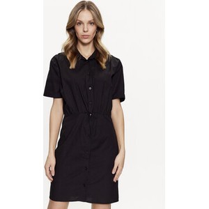 Czarna sukienka LTB koszulowa mini z krótkim rękawem