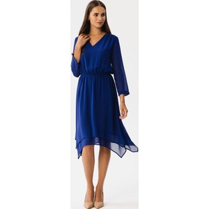 Niebieska sukienka Stylove z szyfonu z długim rękawem midi