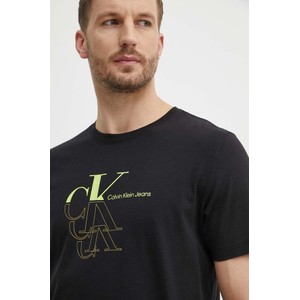 Czarny t-shirt Calvin Klein z bawełny z nadrukiem
